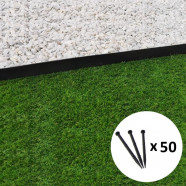 Bordure de jardin droite noire - 4,5 cm x 10 mètres avec 50 piquets d’ancrage
