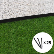 Bordure de jardin droite noire - 4,5 cm x 5 mètres avec 25 piquets d’ancrage
