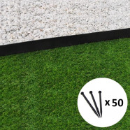 Bordure de jardin droite noire - 5,8 cm x 10 mètres avec 50 piquets d’ancrage