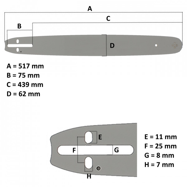 Guide 18 pouces (45 cm) avec chaîne 72 maillons pour tronçonneuse - Pièces  détachées - Tronçonneuses